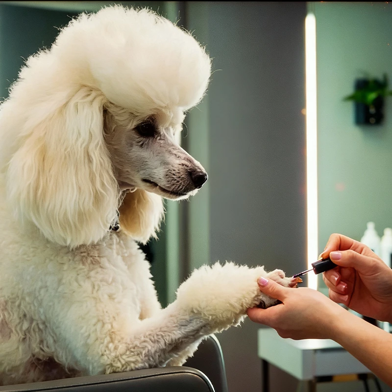 Dog nail trimming and paw care service at a professional dog spa in Cedar Hill, Texas.